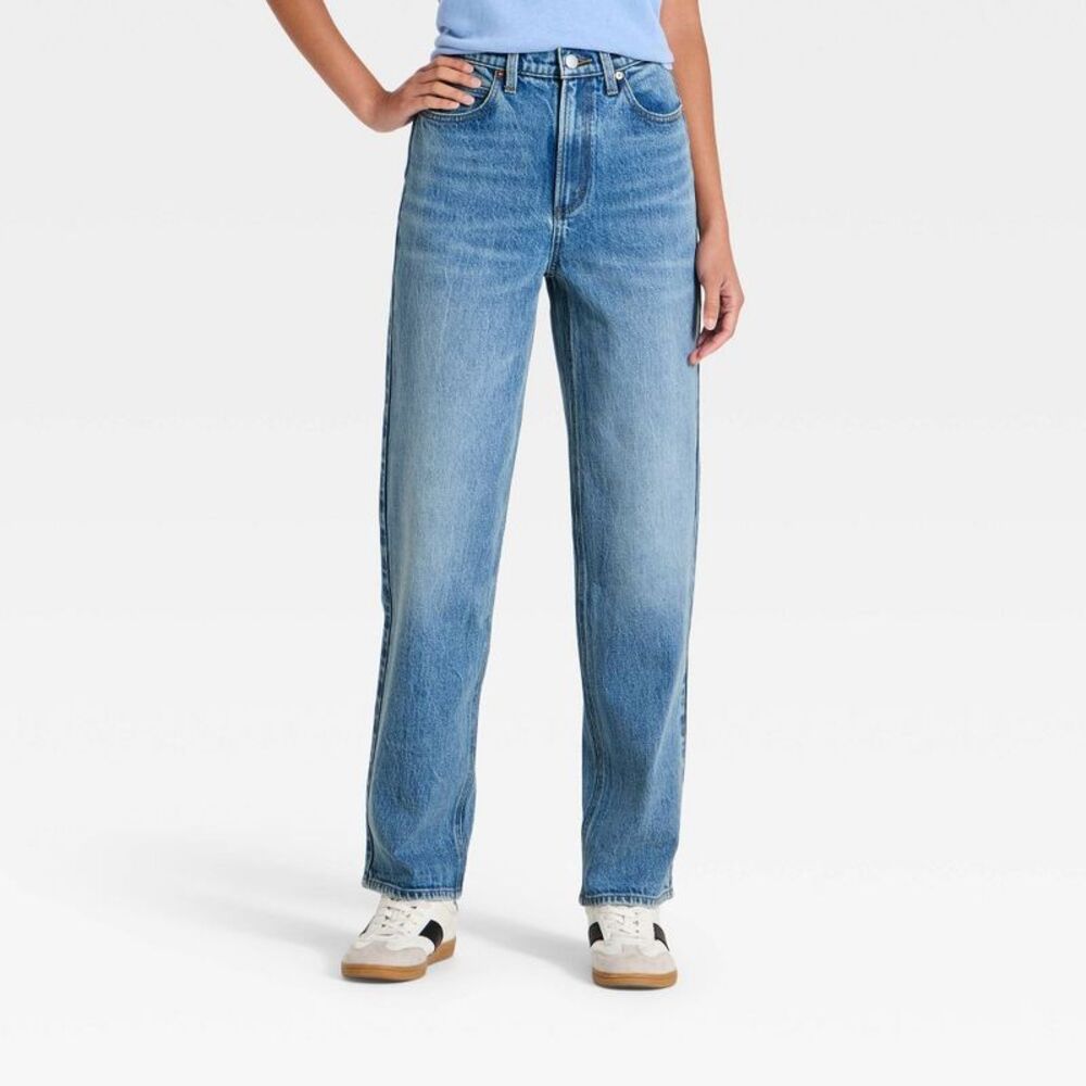 Women's Vintage Straight Pants - Universal Thread Dark Wash 4 Short